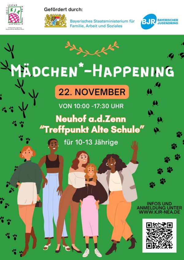 Plakat des Mädchenhappenings 2025, Alle Infos auch im Fließtext